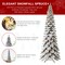 12FT Pre-Lit Flocked Layered Slim Spruce Artificial Christmas Tree With Warm White Lights, With Remote Control